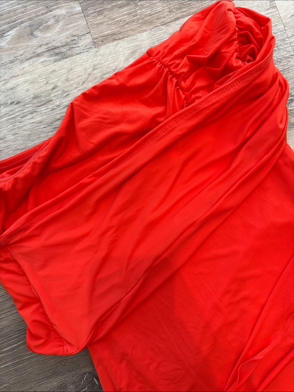 Oh Polly Ruched Mini Dress in Vibrant Red-Orange - Picture 4 of 9